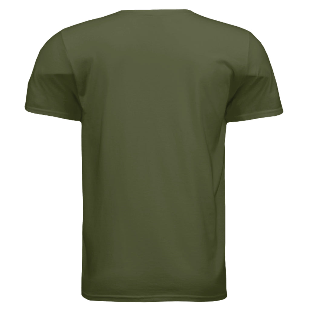 SwainfishLogo1 fishing graphic T-shirt in military green, back view