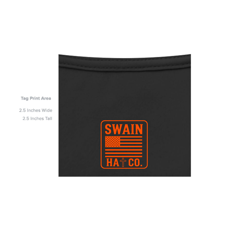 SwainfishLogo1 black T-shirt inside label detail