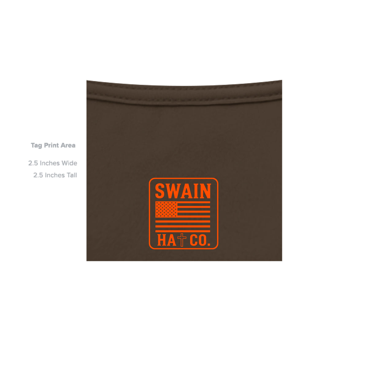 SwainfishLogo1 dark chocolate T-shirt inside label detail