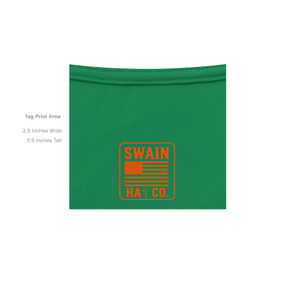 SwainfishLogo1 turf green T-shirt inside label detail
