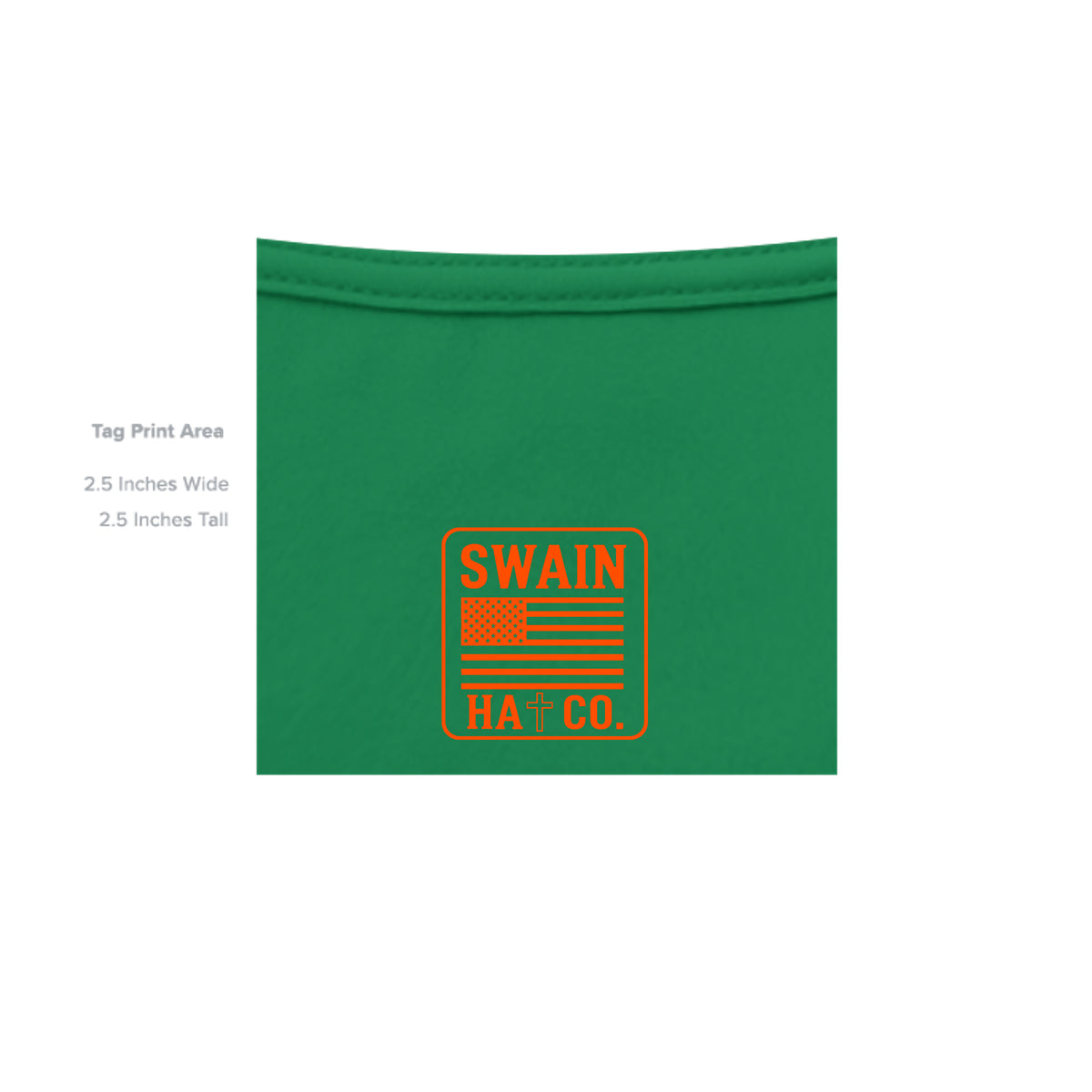 SwainfishLogo1 turf green T-shirt inside label detail