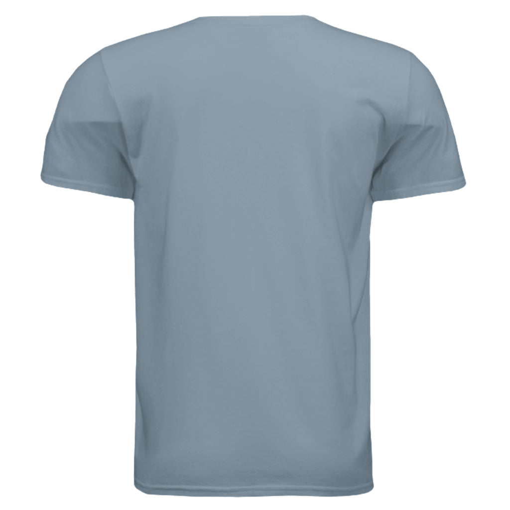 SwainfishLogo2 fishing graphic T-shirt in stone blue, back view