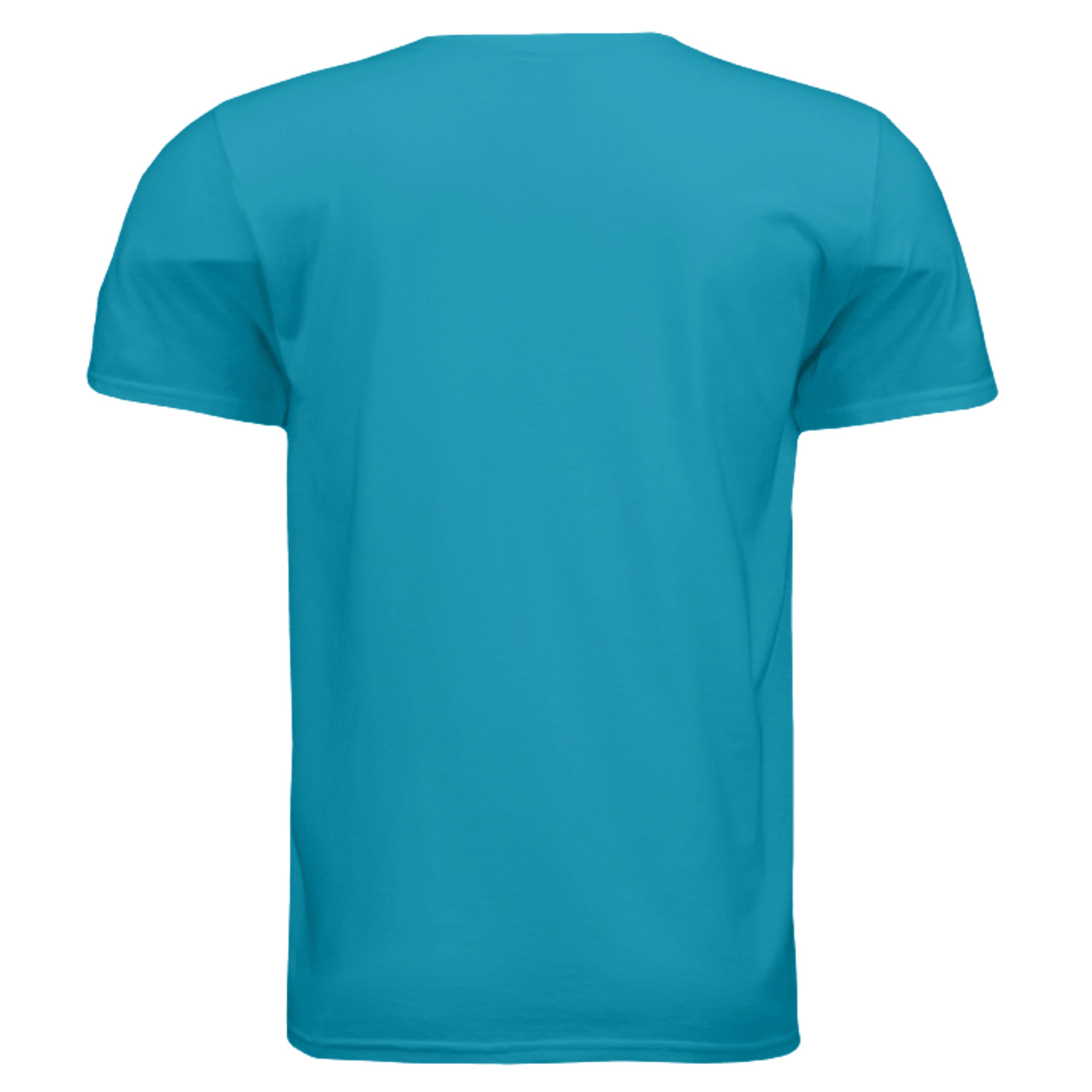 SwainfishLogo2 fishing graphic T-shirt in tropical blue, back view