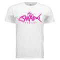 SwainfishLogo2 fishing graphic T-shirt in white, front view