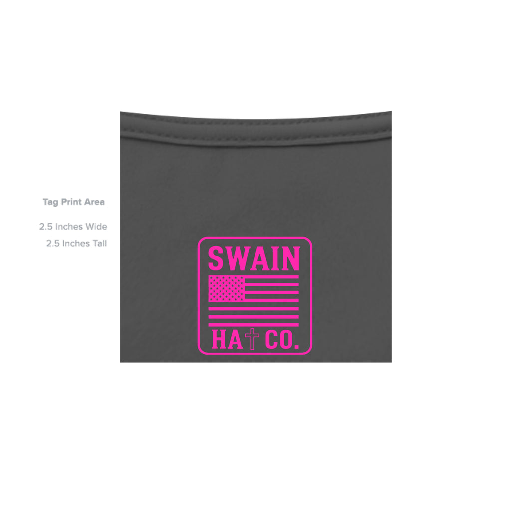 SwainfishLogo2 charcoal T-shirt inside label detail