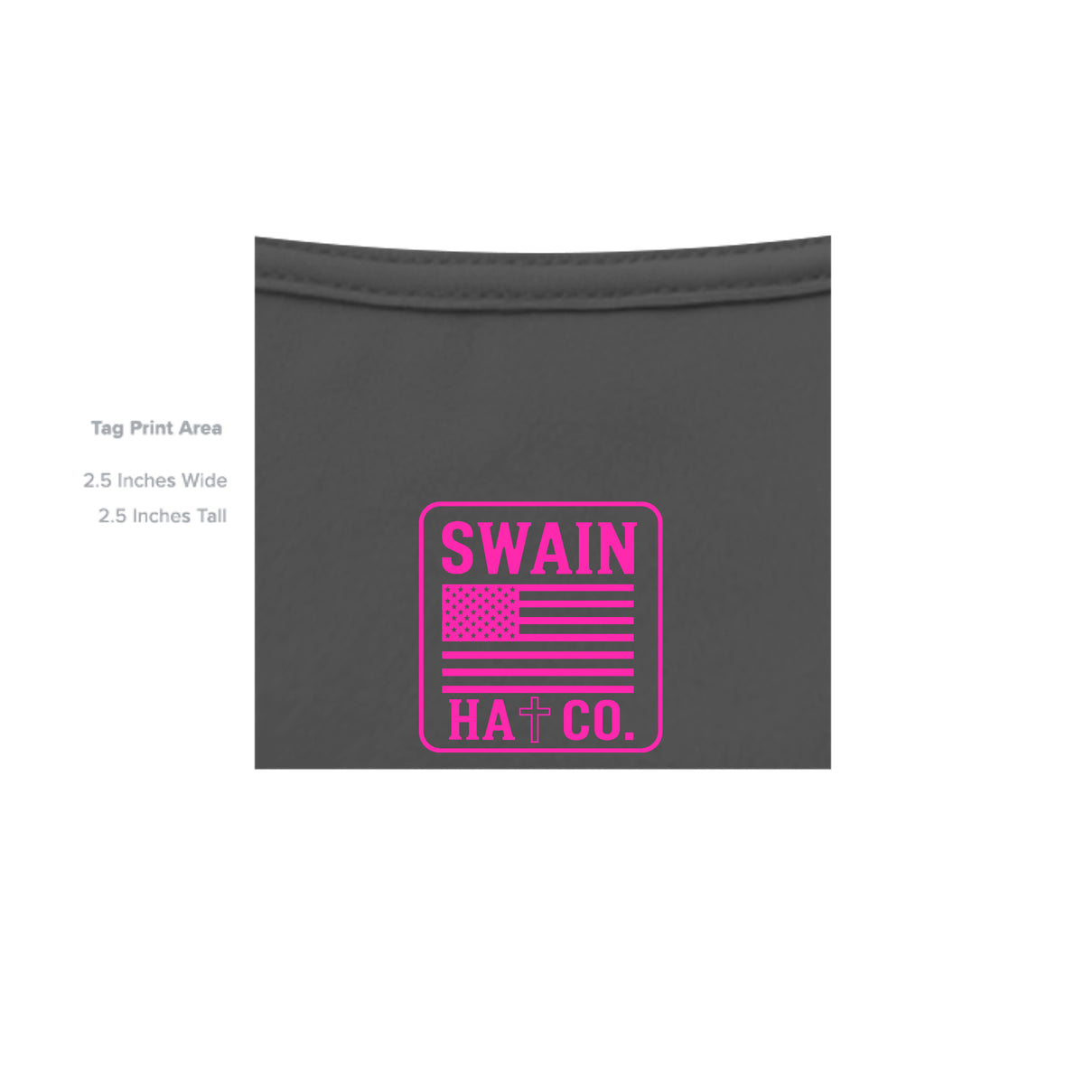 SwainfishLogo2 charcoal T-shirt inside label detail
