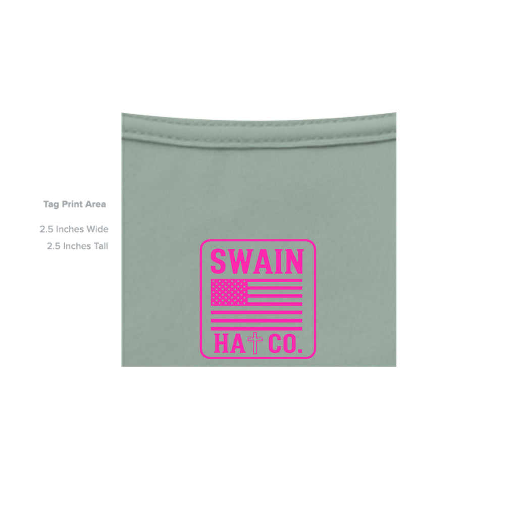 SwainfishLogo2 sage T-shirt inside label detail