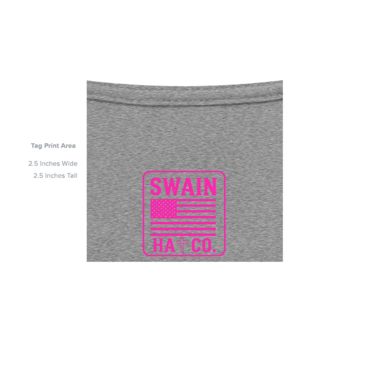 SwainfishLogo2 graphite heather T-shirt inside label detail
