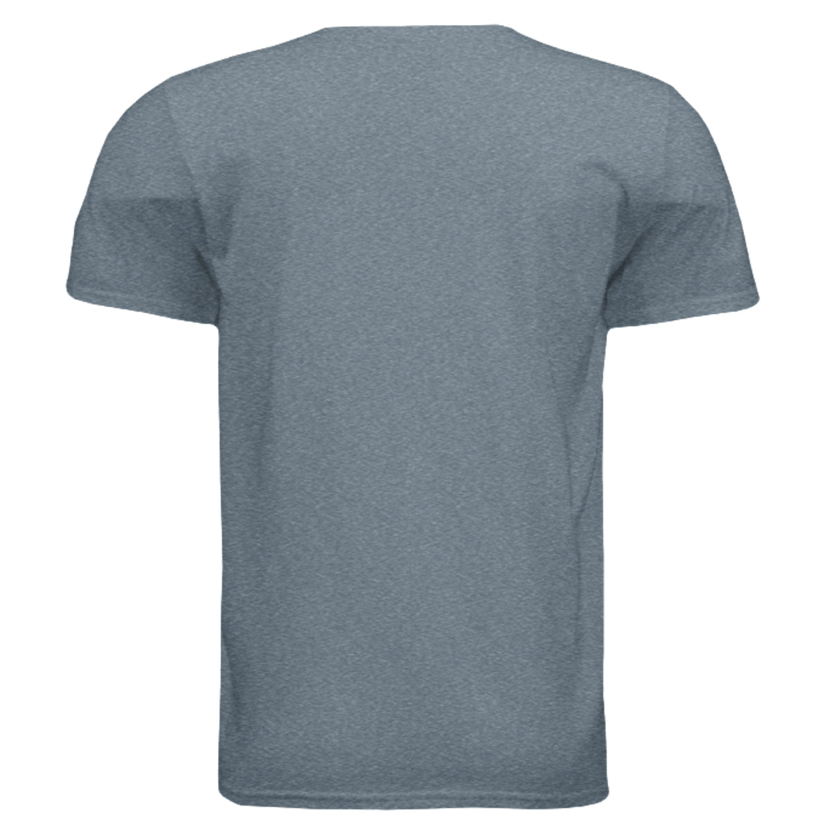 SwainfishLogo3 fishing graphic T-shirt in heather indigo, back view
