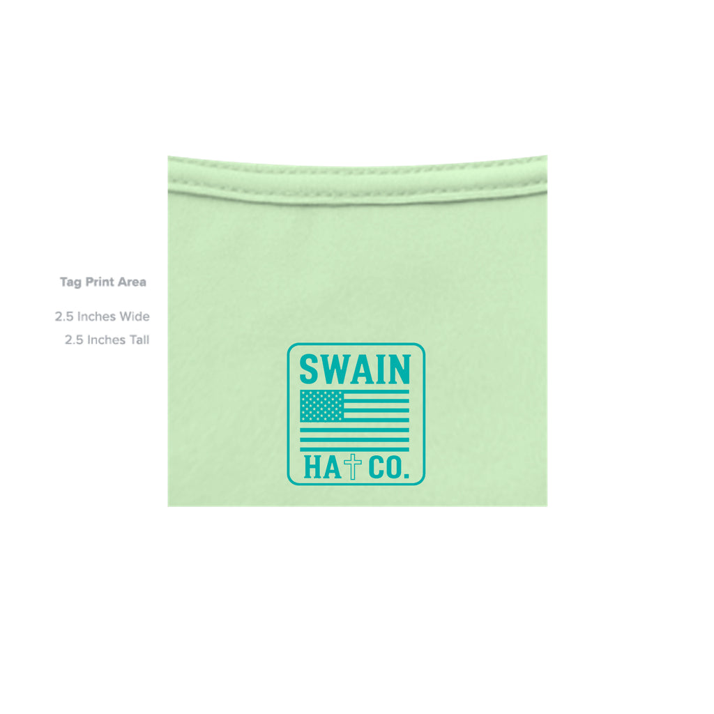SwainfishLogo3 mint green T-shirt inside label detail
