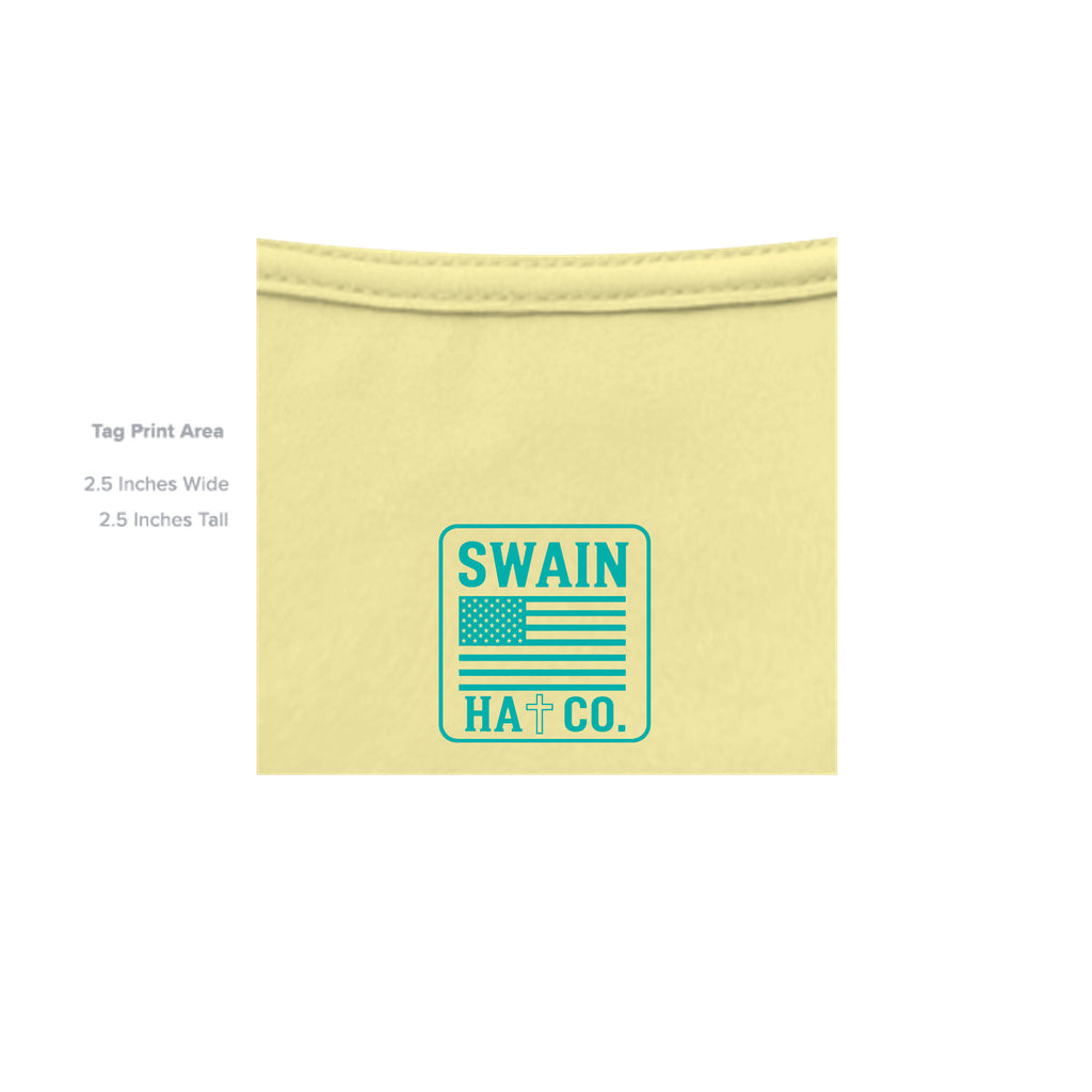 SwainfishLogo3 cornsilk T-shirt inside label detail