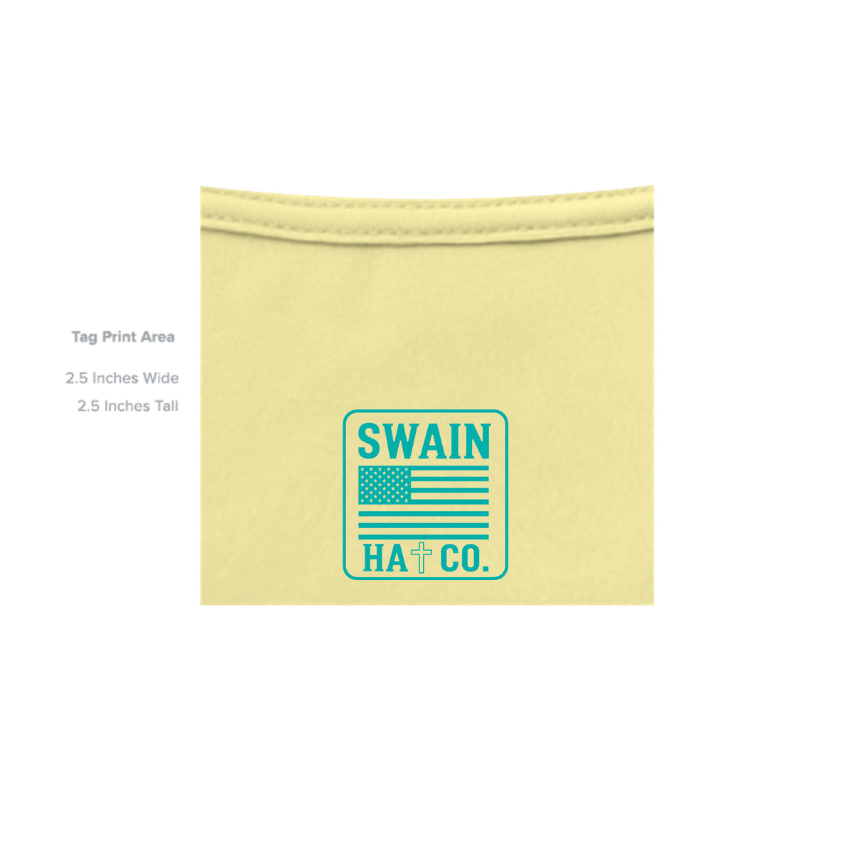SwainfishLogo3 cornsilk T-shirt inside label detail